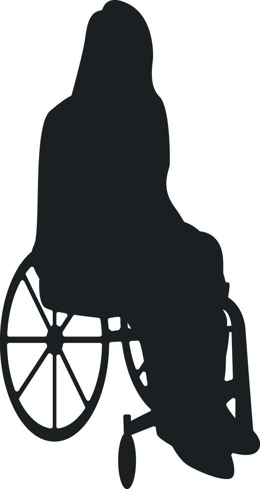 Silhouette of Disabled Woman in a Wheelchair. Isolated on White Background vector
