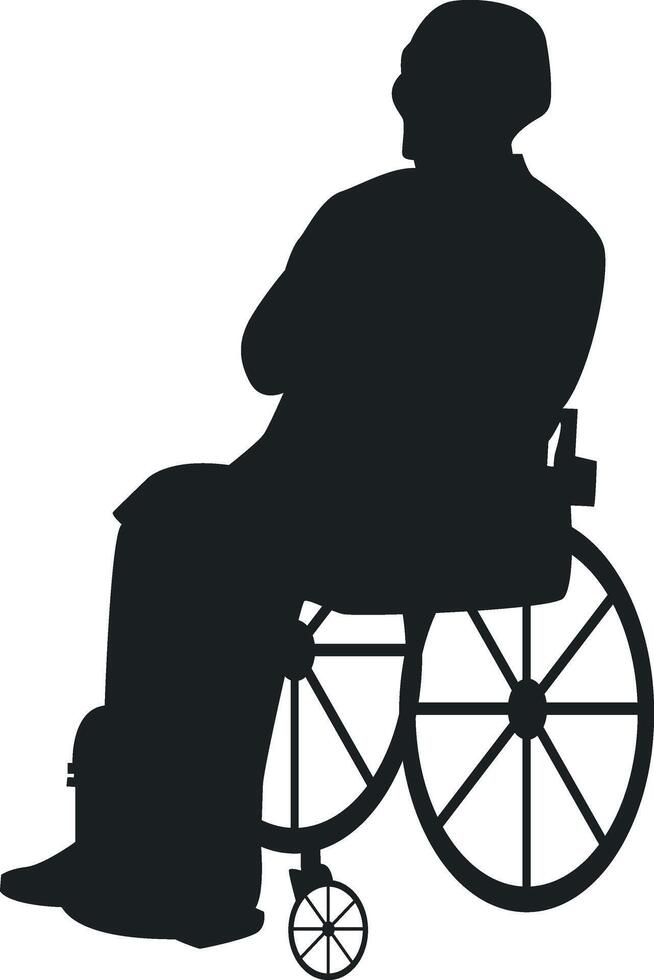 Silhouette of Disabled Man in a Wheelchair with Flat Design. vector
