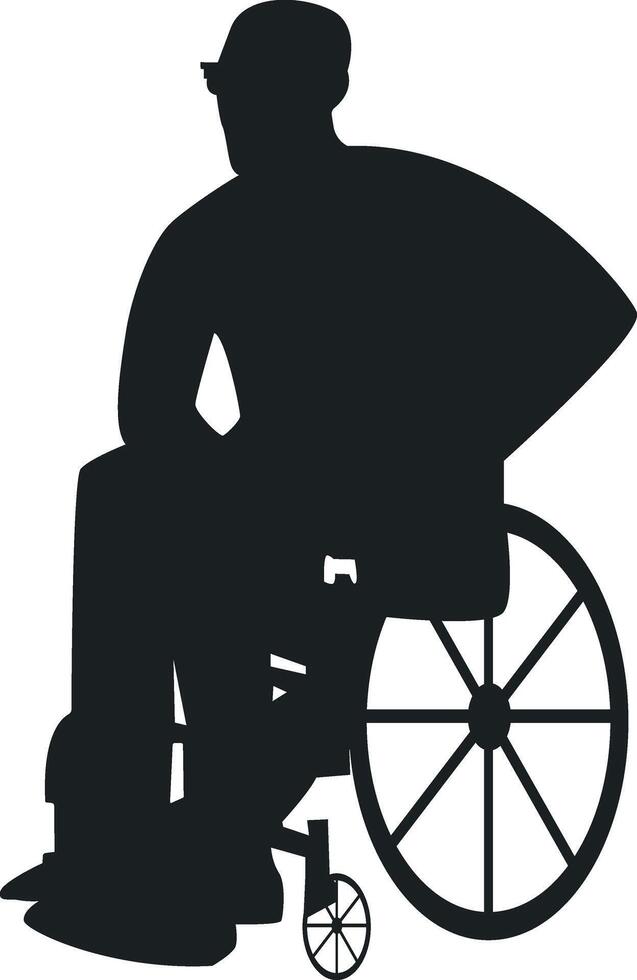 Silhouette of Disabled Man in a Wheelchair with Simple Design, vector