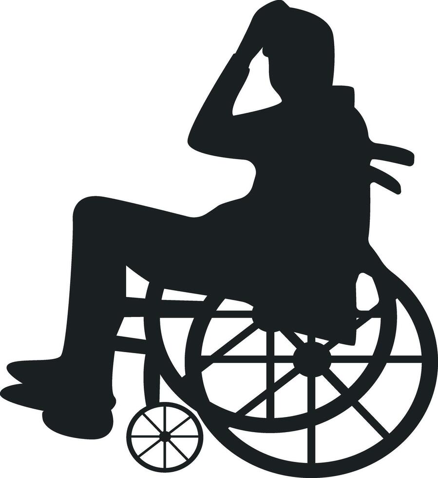 Silhouette of Disabled Man in a Wheelchair with Simple Design vector