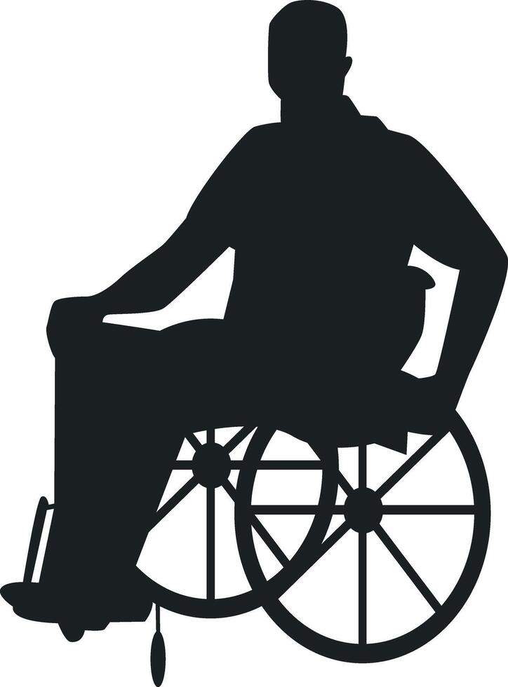 Silhouette of Disabled Man in a Wheelchair in Simple Design vector