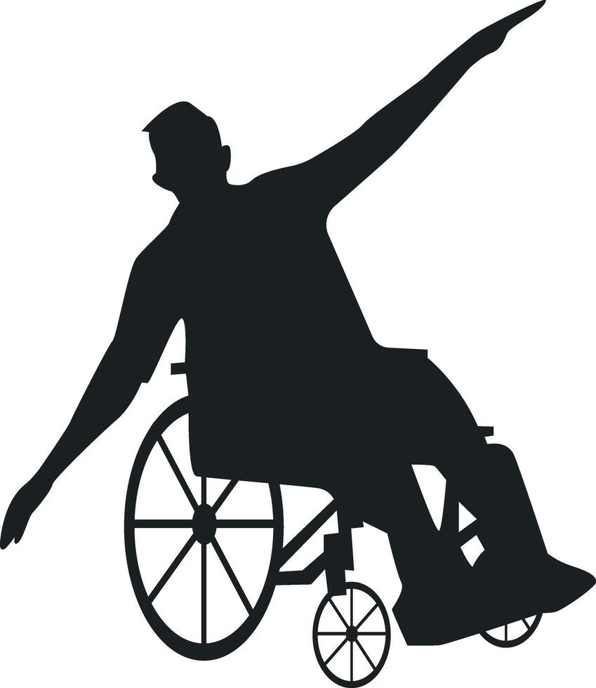 Silhouette of Disabled Man in a Wheelchair with Simple Design. Isolated on White Background, vector