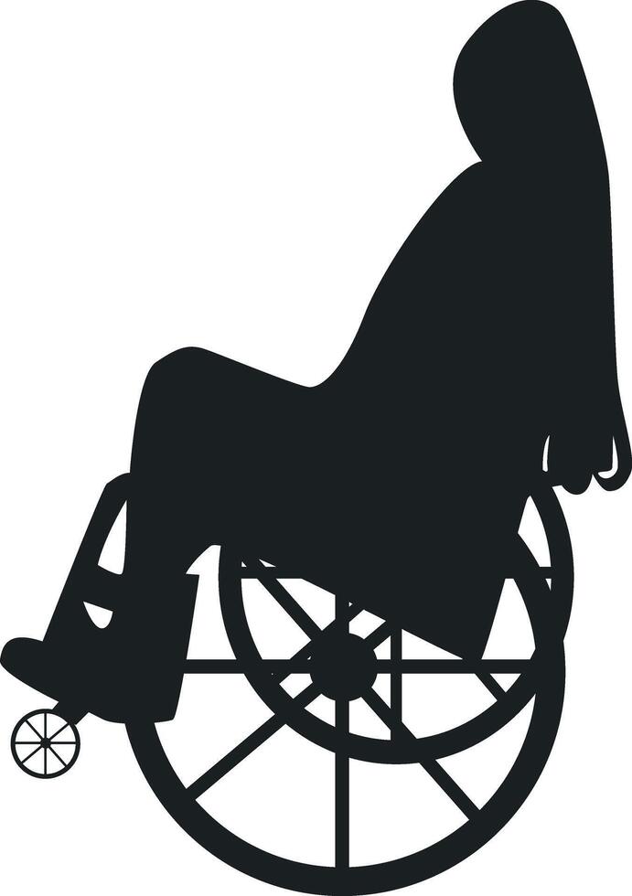 Silhouette of Disabled Woman in a Wheelchair with Simple Design vector