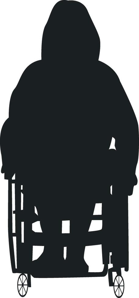 Silhouette of Disabled Woman in a Wheelchair. Isolated on White Background, vector