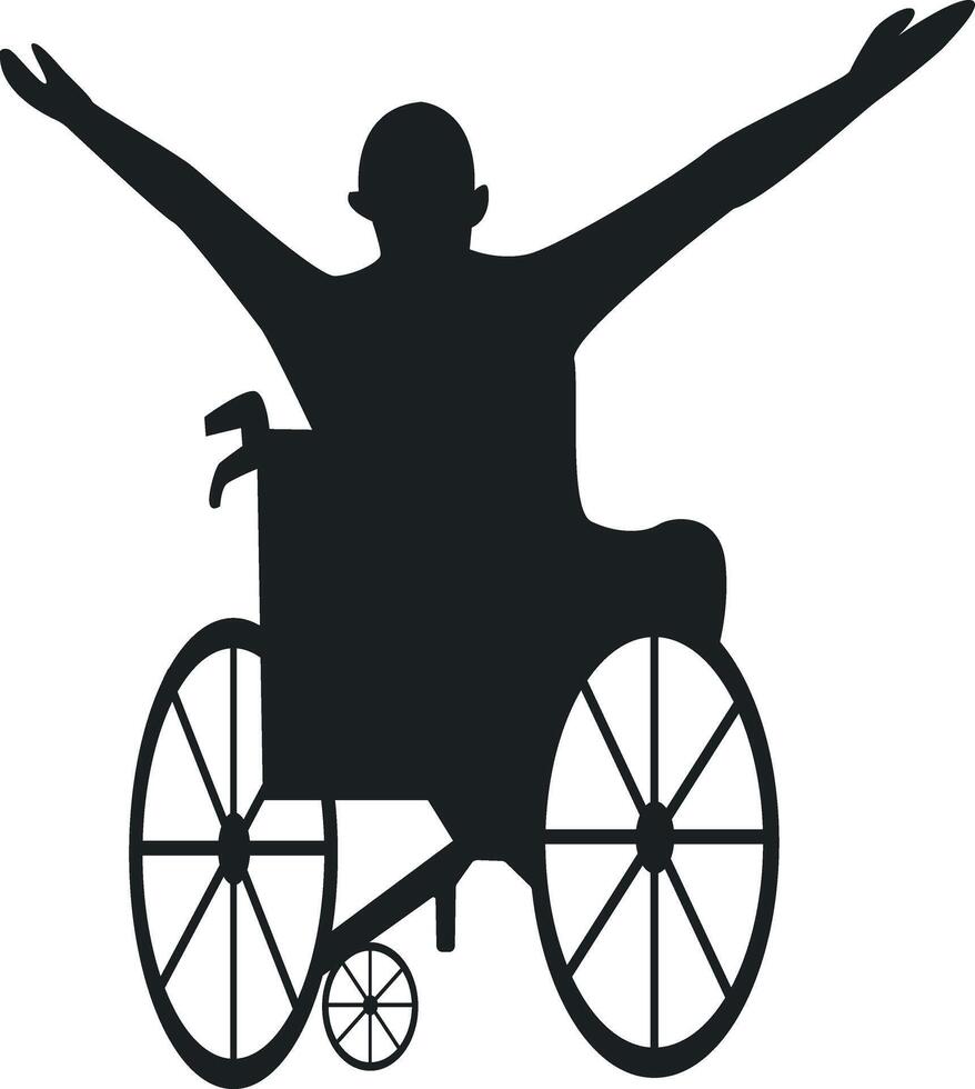 Silhouette of Disabled Man in a Wheelchair in Simple Design. Isolated on White Background. vector