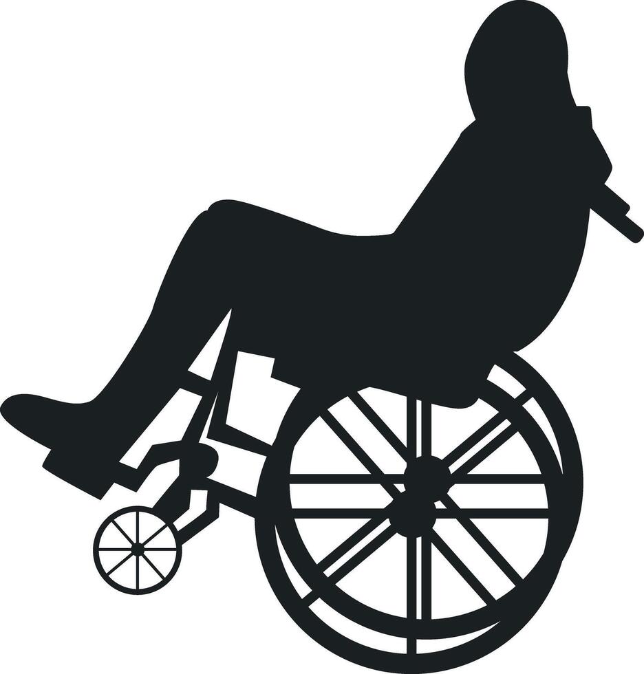 Silhouette of Disabled Woman in a Wheelchair with Simple Design. vector