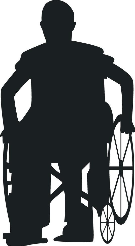 Silhouette of Disabled Man in a Wheelchair in Simple Design. Isolated on White Background, vector