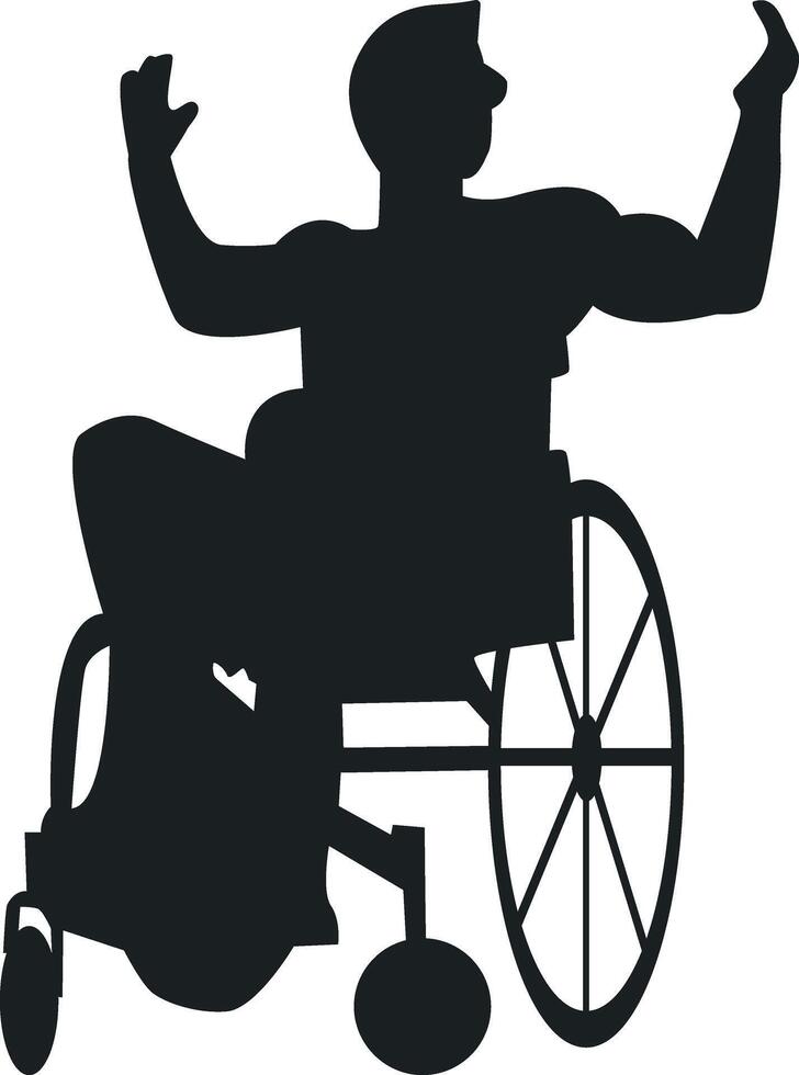 Silhouette of Disabled Man in a Wheelchair in Simple Design, Isolated on White Background. vector