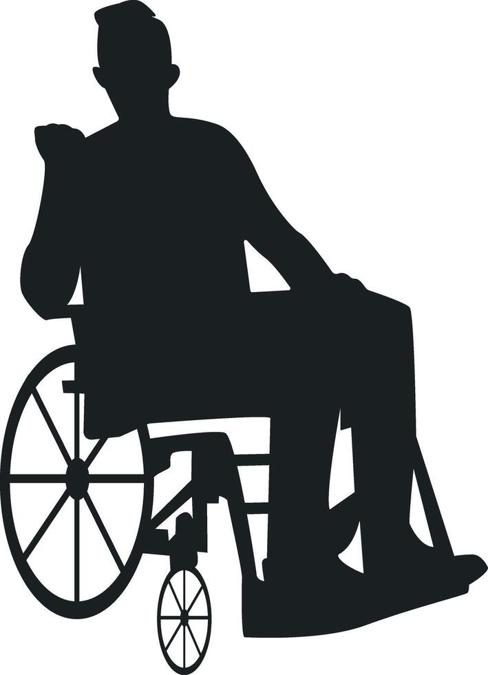 Silhouette of Disabled Man in a Wheelchair in Simple Design, Isolated on White Background vector