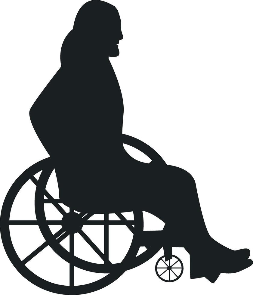 Silhouette of Disabled Woman in a Wheelchair with Simple Design. Isolated on White Background vector