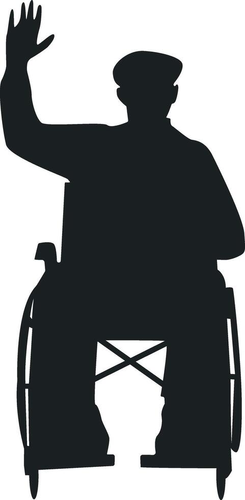Silhouette of Disabled Man in a Wheelchair with Simple Design, Isolated on White Background vector