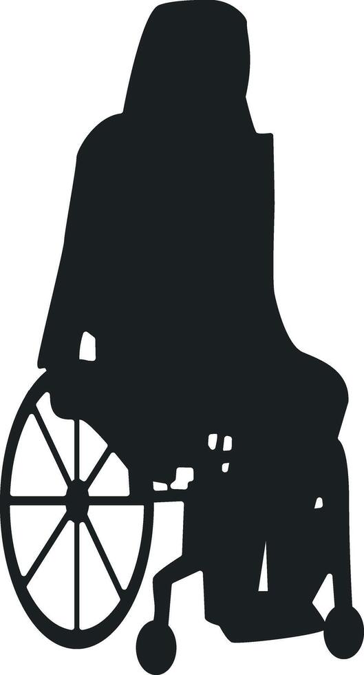 Silhouette of Disabled Woman in a Wheelchair with Simple Design. Isolated on White Background. vector