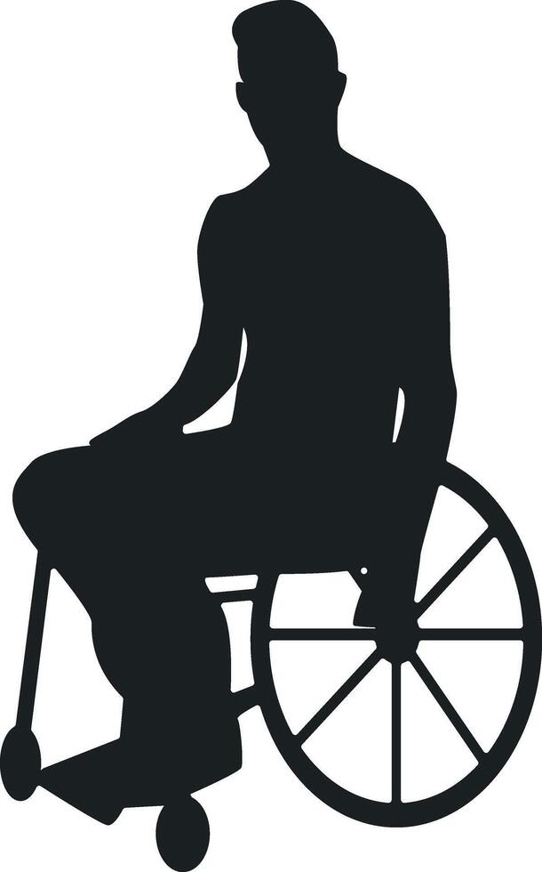 Silhouette of Disabled Man in a Wheelchair with Simple Design, Isolated on White Background, vector