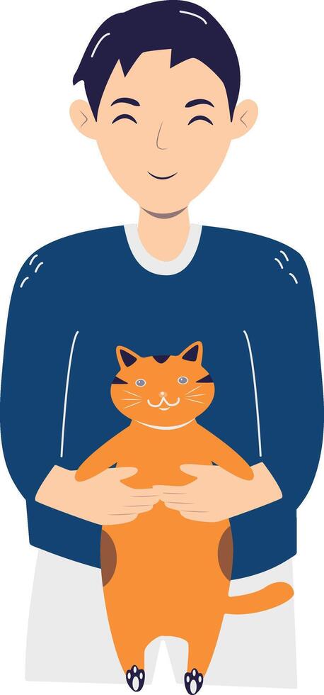 Illustration of Man and Cat vector