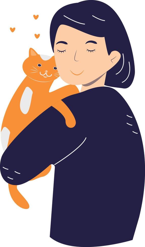 Illustration of Cute Woman and Cat. with Cartoon Design vector