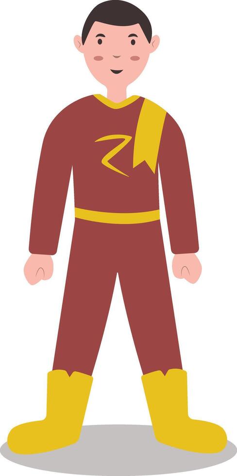 Boy Superhero Character on White Background. vector