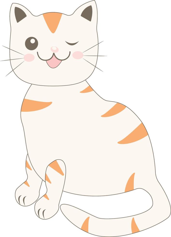 Cute Fat Cat Character in Flat Design. vector