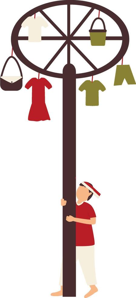 Illustration of People on Indonesian Independence Day. Male Play Traditional Game vector