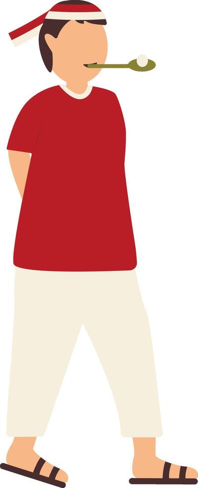 Illustration of People on Indonesian Independence Day. Male Play Traditional Games. Isolated on White Background vector