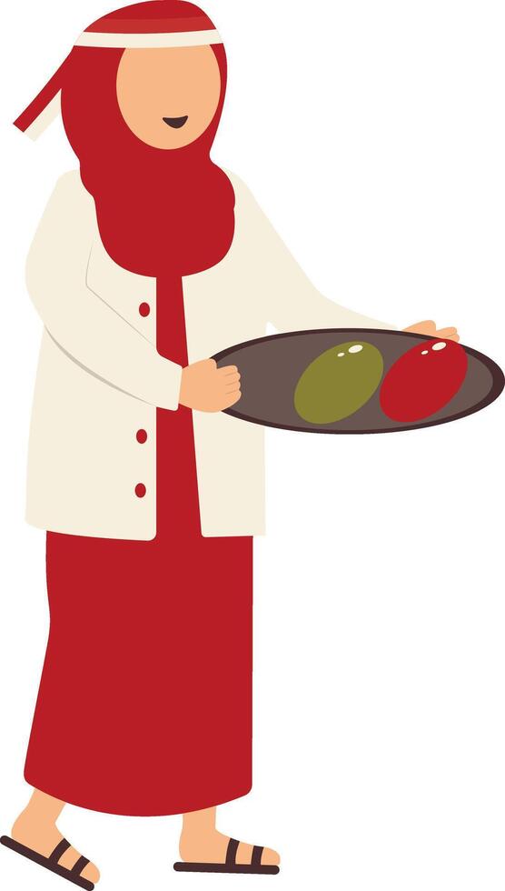Illustration of Woman on Indonesian Independence Day, Play Traditional Game. vector