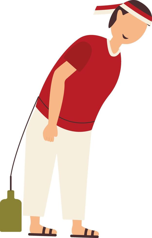 Illustration of People on Indonesian Independence Day. Male Play Traditional Games. Isolated on White Background. vector