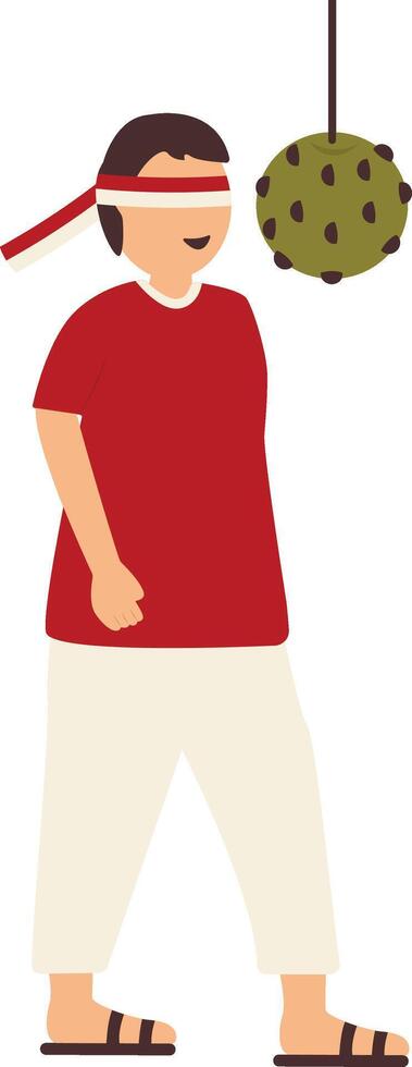 Illustration of People on Indonesian Independence Day. Male Play Traditional Games, Isolated on White Background, vector