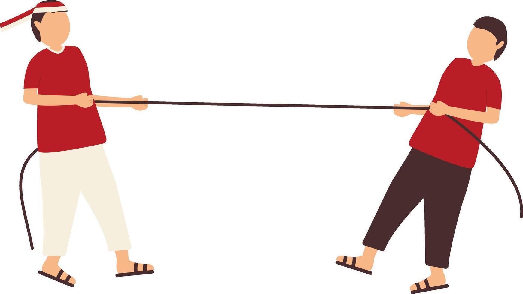 Illustration of People on Indonesian Independence Day. Male Play Traditional Games, Isolated on White Background. vector
