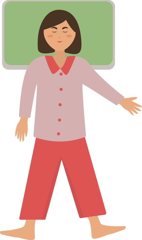 Female Sleeping Pose Cartoon Illustration vector