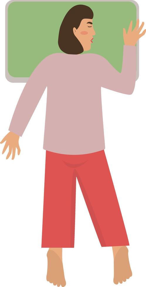 Female Sleeping Pose Illustration with Flat Design. vector