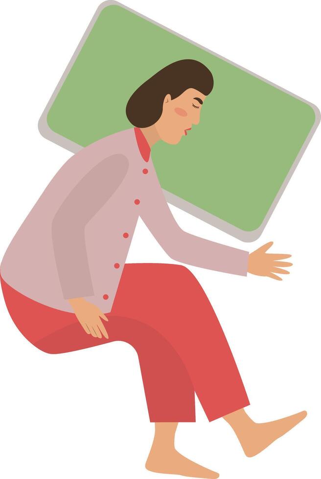 Female Sleeping Pose Illustration with Cartoon Design. vector