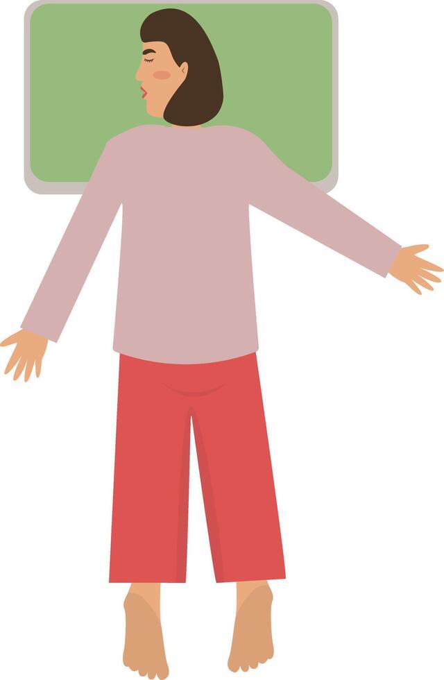 Female Sleeping Pose Illustration with Cartoon Design vector