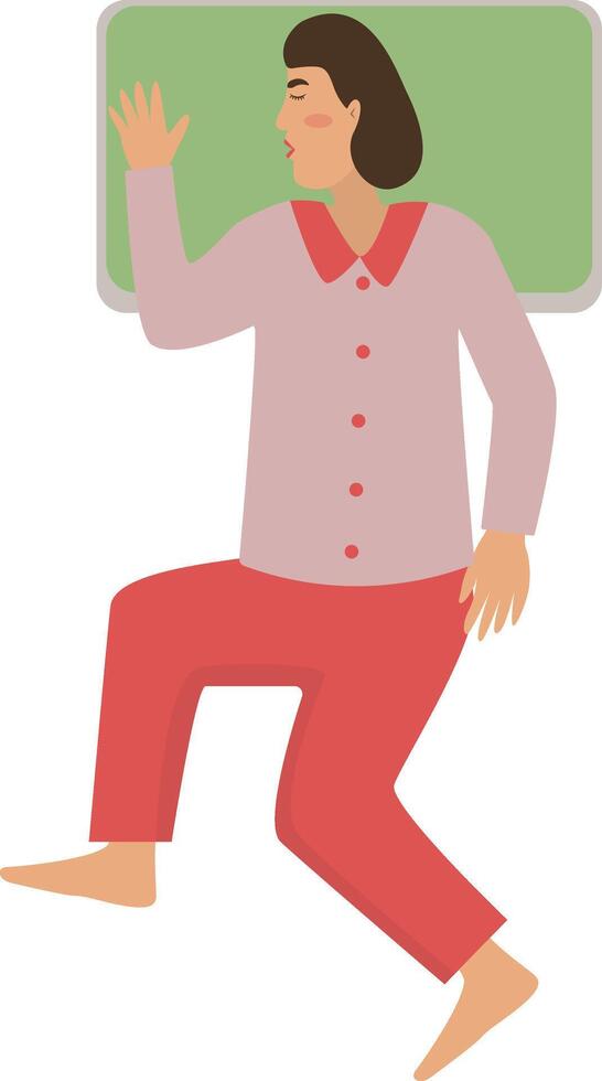 Female Sleeping Pose Illustration in Cartoon Design. vector