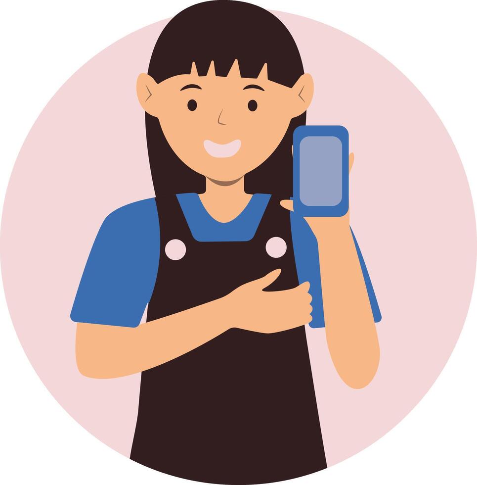 Smartphone Addicted Girl Character vector
