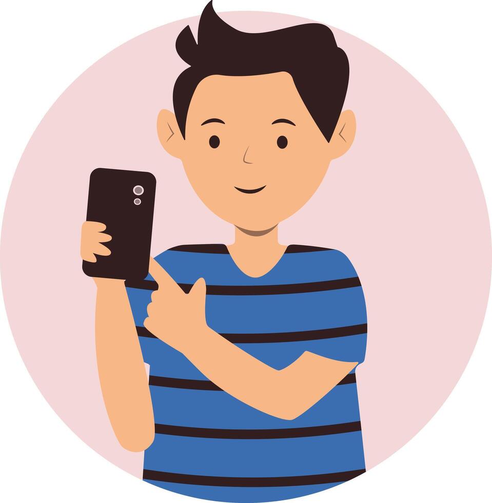 Smartphone Addicted Boy Character vector