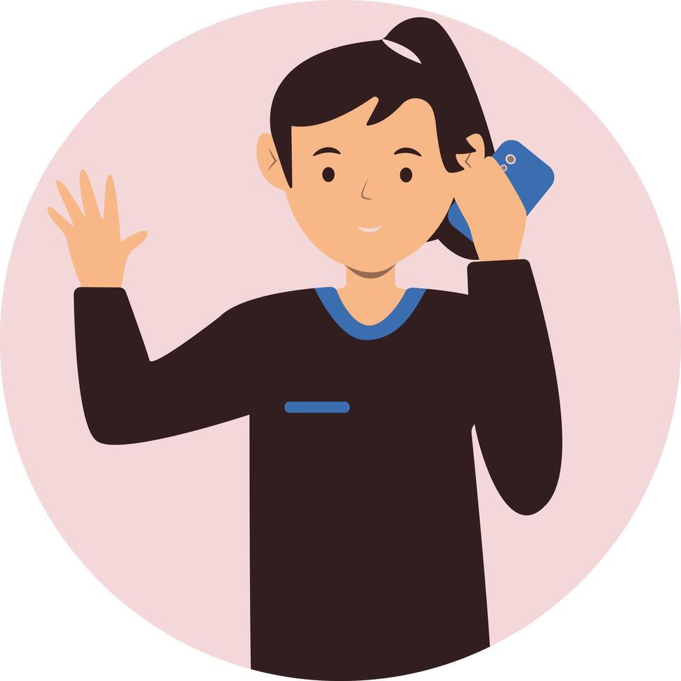 Smartphone Addicted Girl Character. vector
