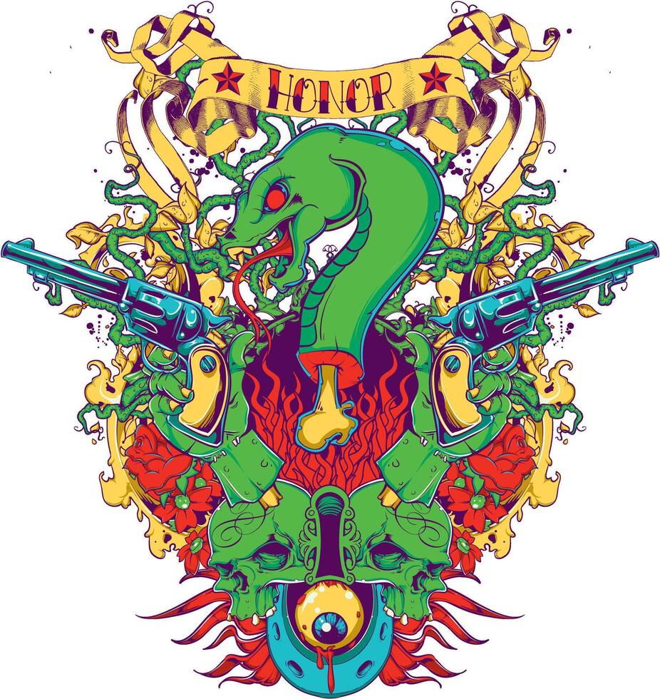 Honor Stolen Mythical Dragon Zombie Dark Fantasy T-Shirt Graphic Art vector