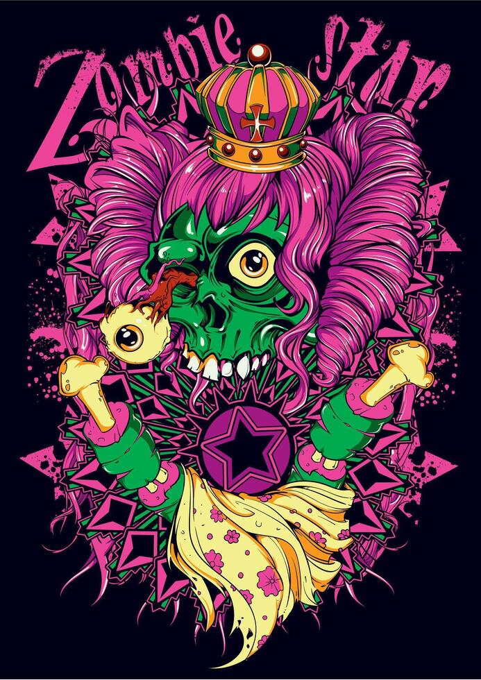 Undead Cosmic Horror Vintage Tee Art - Zombie Star Graphic Illustration vector