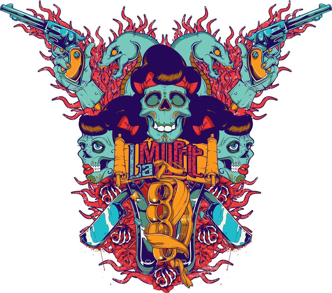 Armed Zombies T-Shirt Graphic , Apocalyptic Horror Illustration , Undead Military Design vector