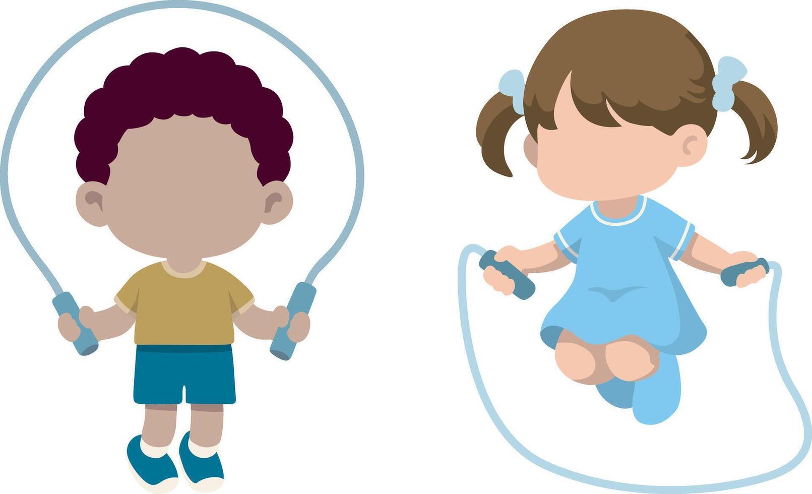 Boy and Girl Jump Rope Illustration. vector