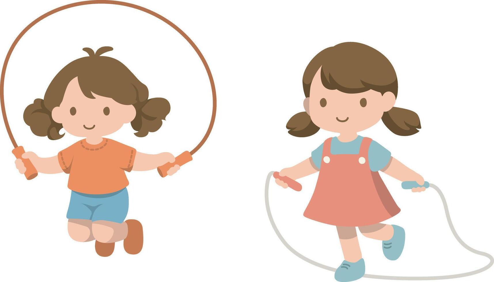 Girls Jump Rope Illustration. vector