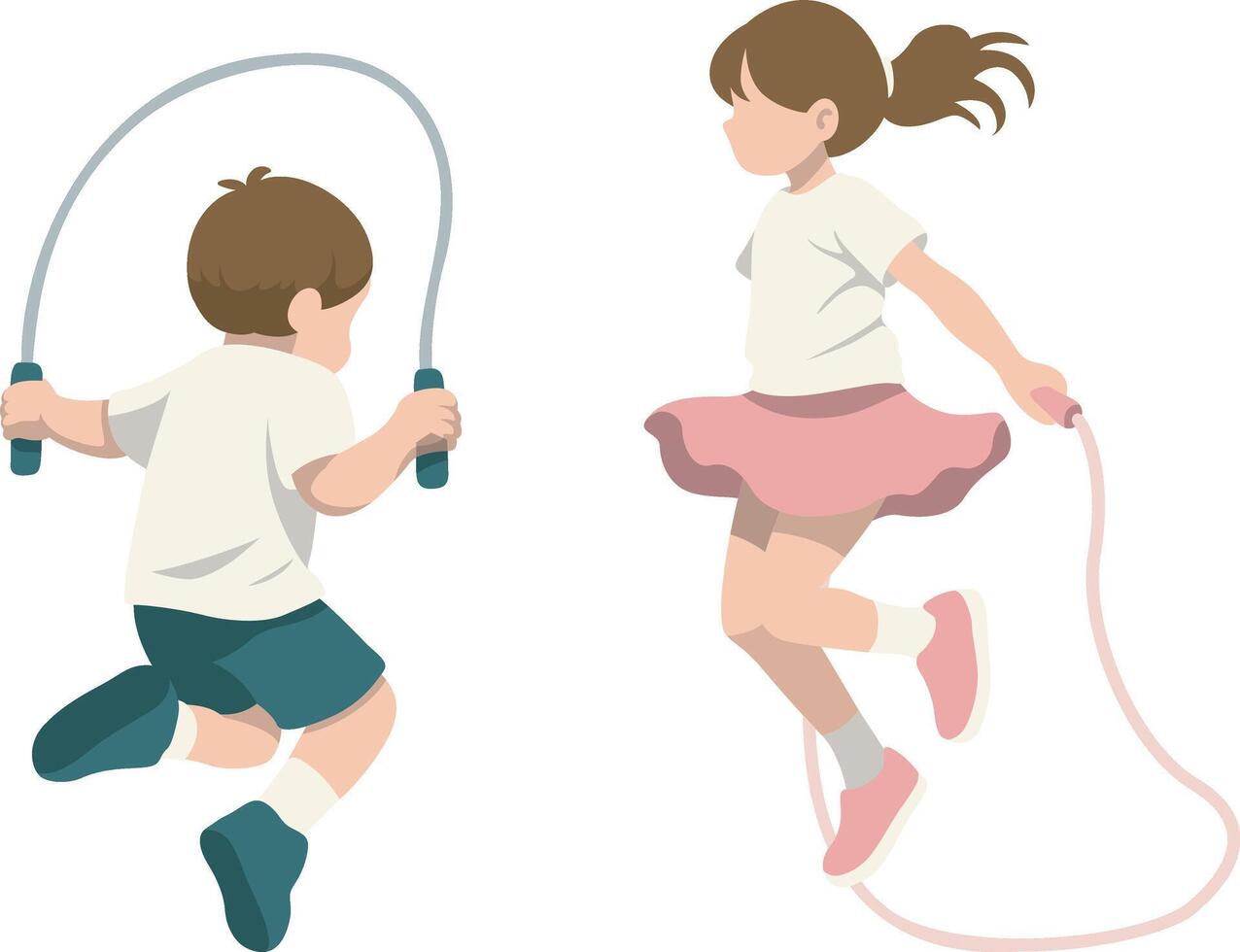 Two Kids Jump Rope Illustration. vector
