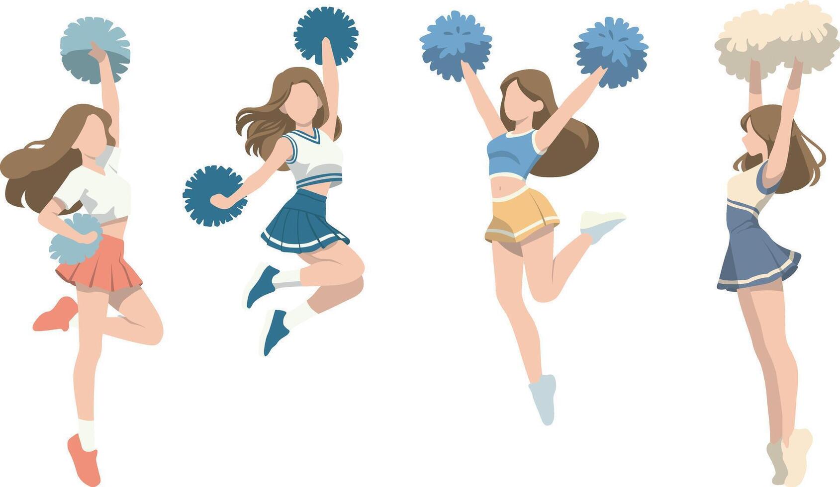 Female Cheerleader Illustration Collection. vector