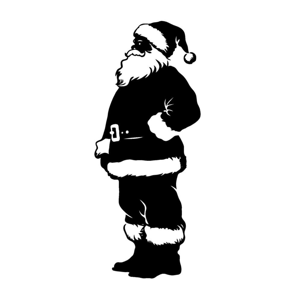 Silhouette Santa Claus standing in front of a white background. illustration vector
