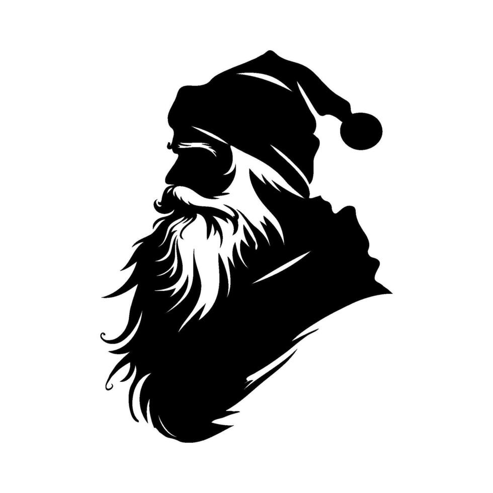 Silhouette portrait Santa Claus Santa Claus with a hat and beard on white background. vector