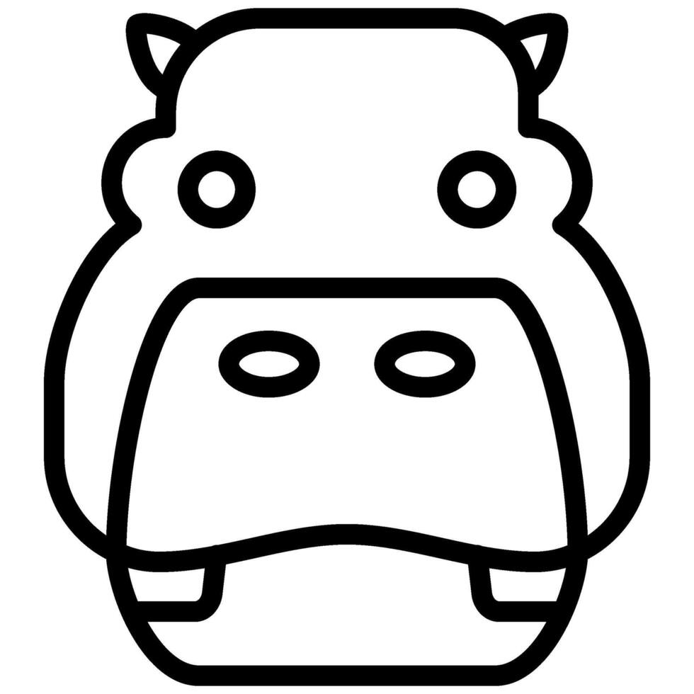 Hippo Outline Icon, Black And White Outline Icon Symbol vector