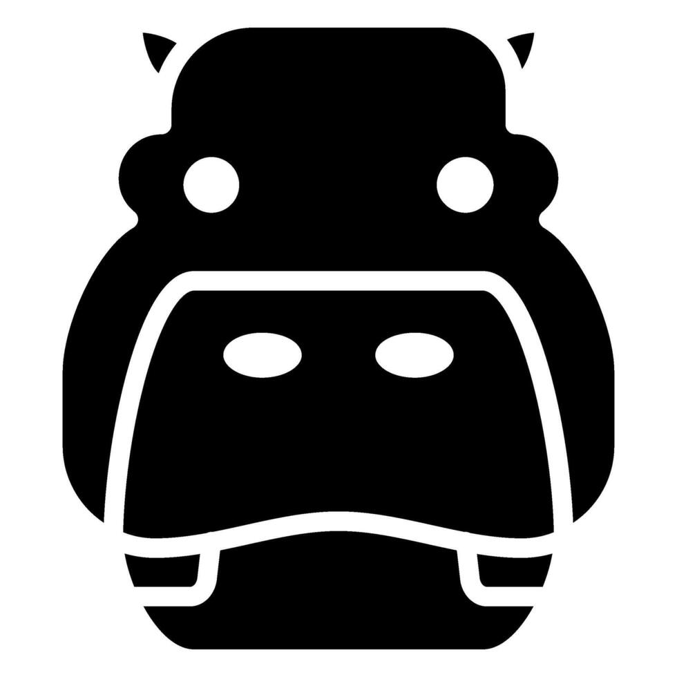 Hippo Glyph Icon, Black And White Glyph Icon Symbol vector