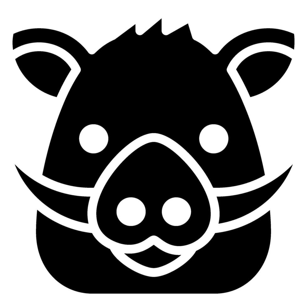 Boar Glyph Icon, Black And White Glyph Icon Symbol vector
