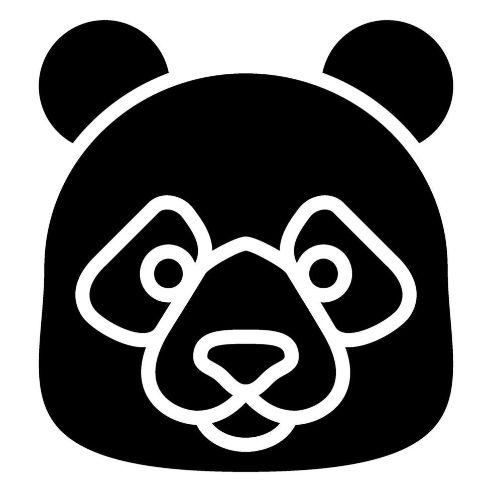 Panda Glyph Icon, Black And White Glyph Icon Symbol vector