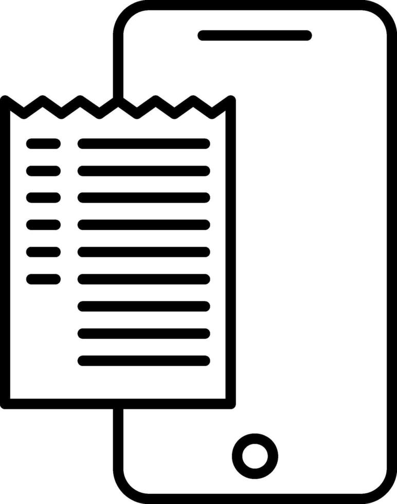 Mobile Bill Icon, Bill, Invoice, Billing, Payment, Receipt Icon, Black And White Outline Icon Symbol vector