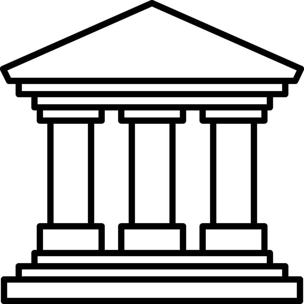 Bank Icon, Black And White Outline Icon Symbol vector